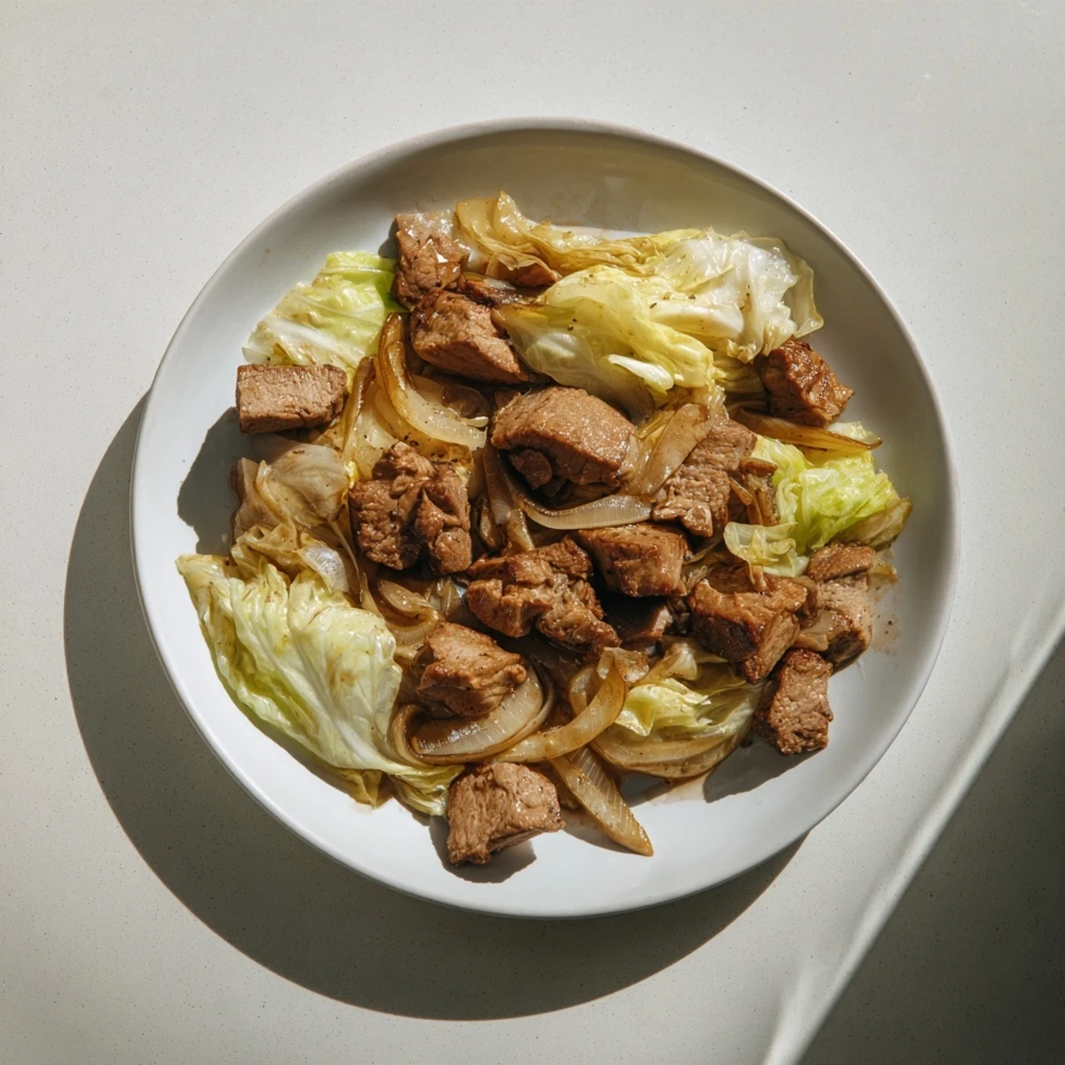 Hearty Sweet Cabbage and Pork Stew, a comforting dish with tender pork and caramelized cabbage.