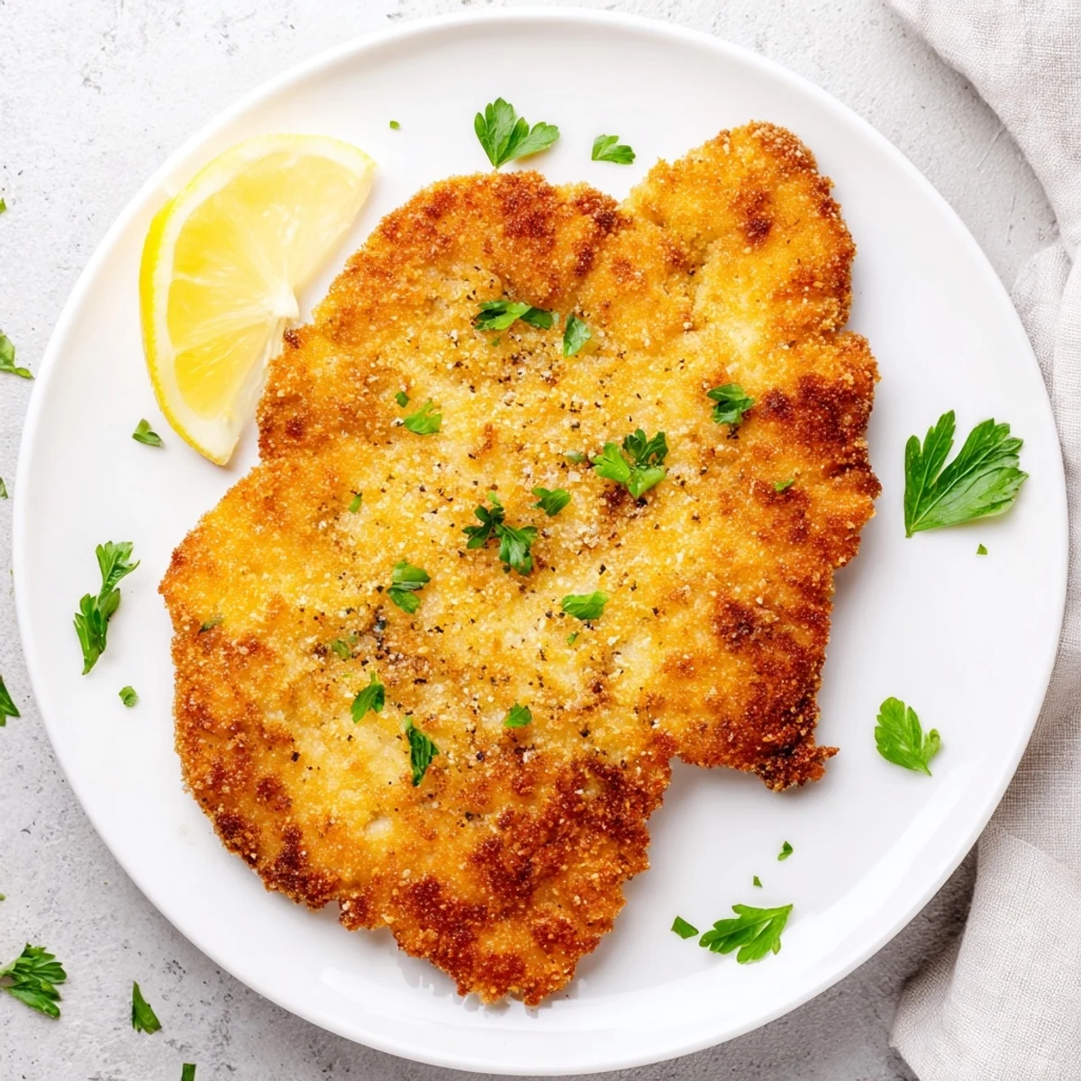 This close-up shows tender, perfectly fried schnitzel-style cutlets, ideal for any meal.