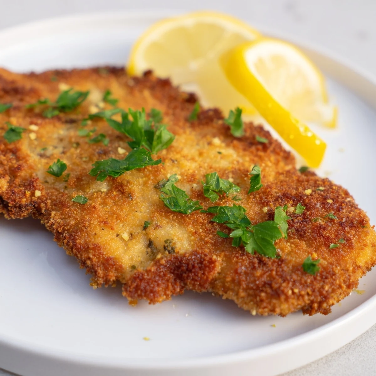 Freshly breaded schnitzel-style cutlets, sizzling in a pan, promise a comforting dinner.