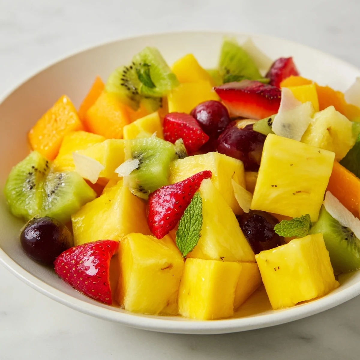 Tropical Bliss Pineapple Fruit Boat filled with colorful fresh fruit ready to be enjoyed.