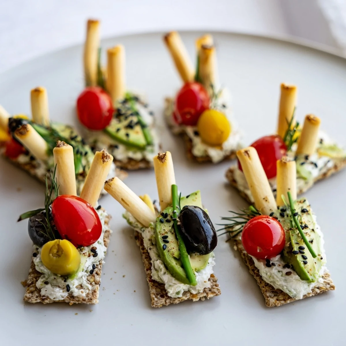Savory Urban Skyscraper Appetizers, a modern take, stacked high with colorful cheese and vegetable layers.
