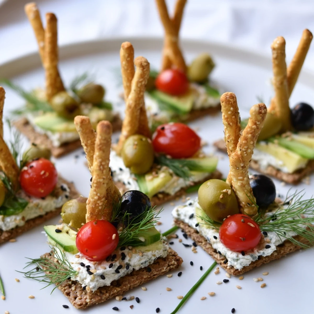 Freshly made Urban Skyscraper Appetizers, perfect for entertaining, with a variety of flavorful bite-sized stacks.