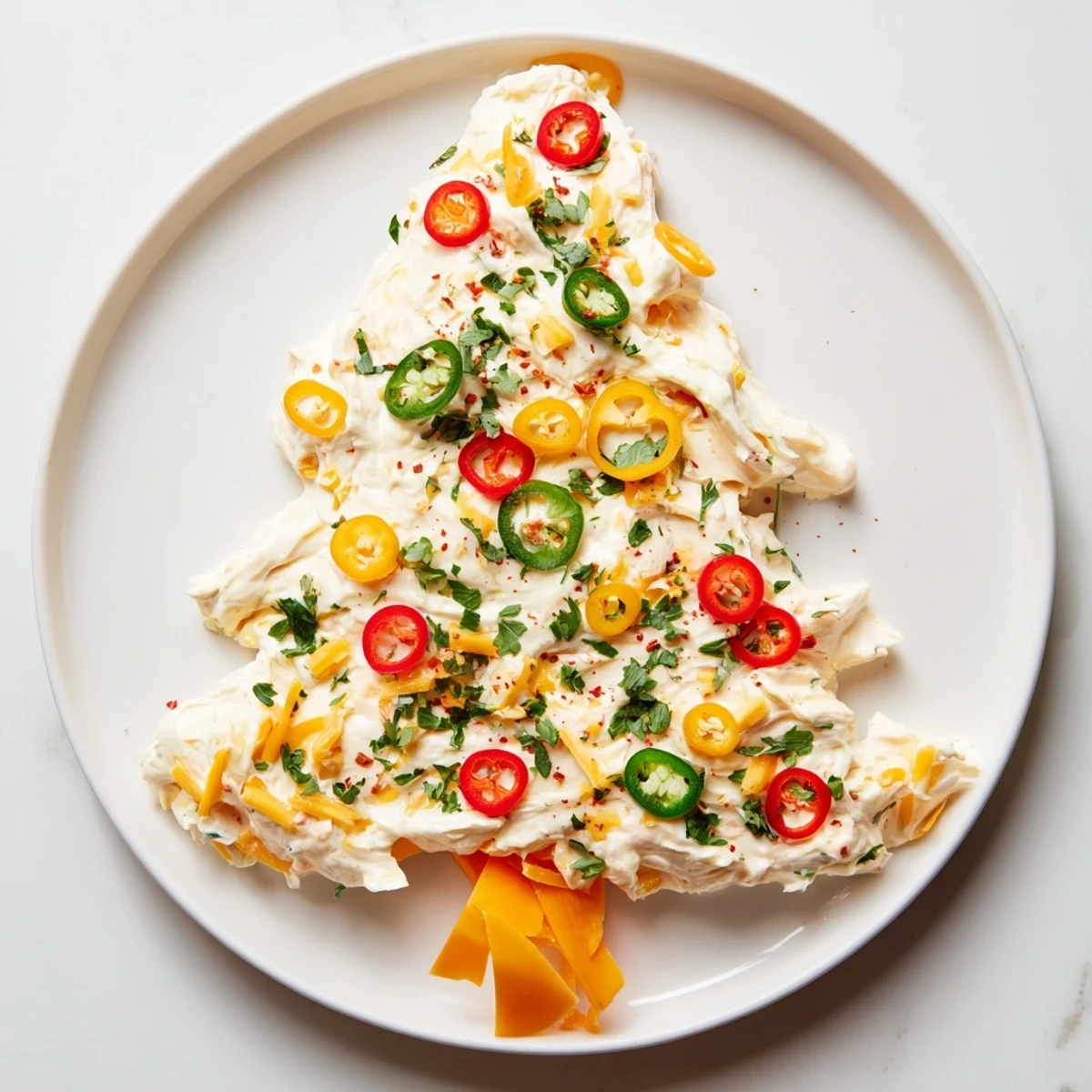 Here are the 3 ALT image texts for the Chili Pepper Christmas Tree Dip: