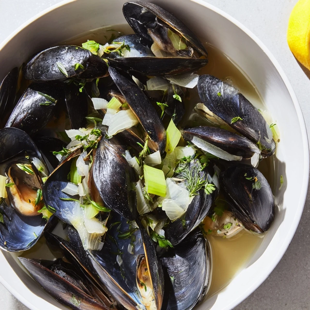 Belgische Miesmuscheln in Weißwein