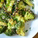 A close-up of Garlic Parmesan Roasted Broccoli, perfectly roasted with crunchy edges, a delicious side.