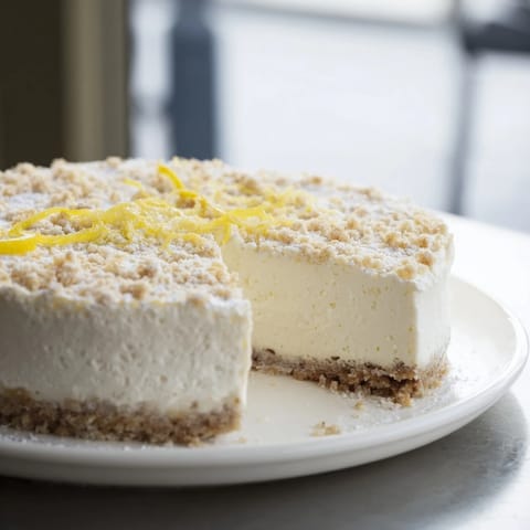 This decadent German cheesecake features a golden crust and a smooth, rich filling.