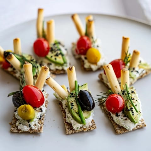 Savory Urban Skyscraper Appetizers, a modern take, stacked high with colorful cheese and vegetable layers.