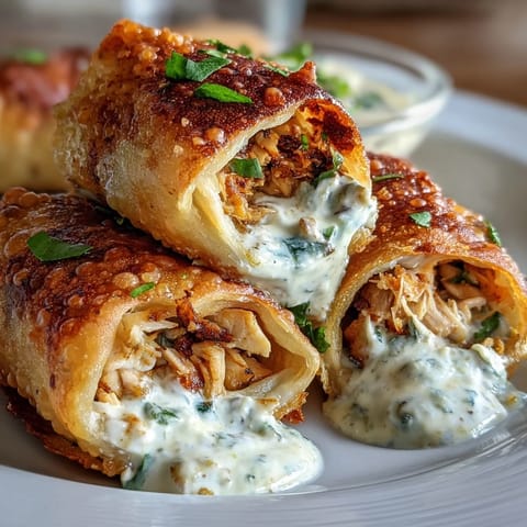 Goldene Mini Chicken Chimis mit Jalapeño-Cremecase auf einem Holzbrett, serviert mit grüner Enchilada-Sauce zum Dippen für eine Party.