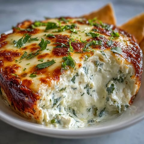 Scharfer Hähnchen-Dip mit Koriander und Limone in einer Ofenform, serviert mit knusprigen Tortilla-Scoops für Partys.
