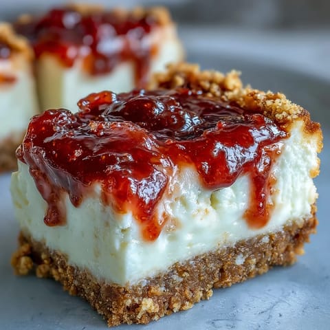 Gekühlter Guava-Swirl-Cheesecake mit knusprigem Keksboden und einem Hauch von Vanille und Limette.