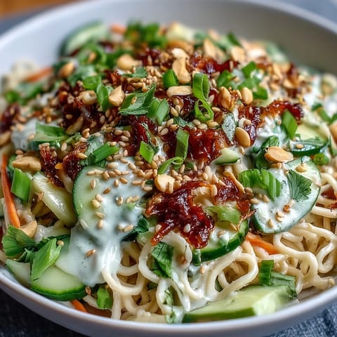 Kalte Sesam Nudelschale Gurke