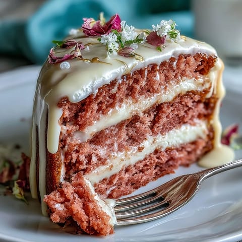 Bridal Shower Rosé Velvet Cake mit Goldtropfen: Zarter, roséfarbener Samtkuchen mit cremiger Füllung und eleganter Goldverzierung.