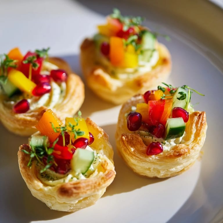 Freshly baked Savory Tartlets: Mini Tart Wreath Appetizers showcasing a creamy cheese filling and vibrant garnishes.