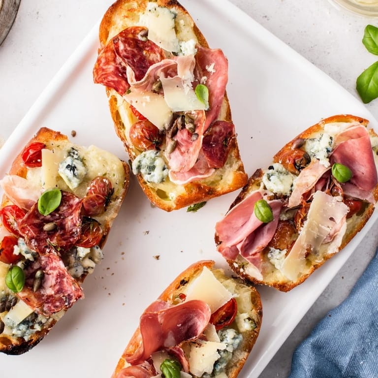 Shareable The Rustic Raft, a delightful flatbread appetizer featuring artisan bread and flavorful toppings.