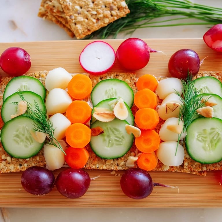 Symmetrical Zen Balance platter: refreshing cucumber, goat cheese, and grapes displayed on a long wooden board.