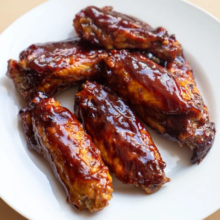 Golden, crispy Baked Sticky Honey BBQ Wings, offering a delicious combination of sweet and savory flavors.