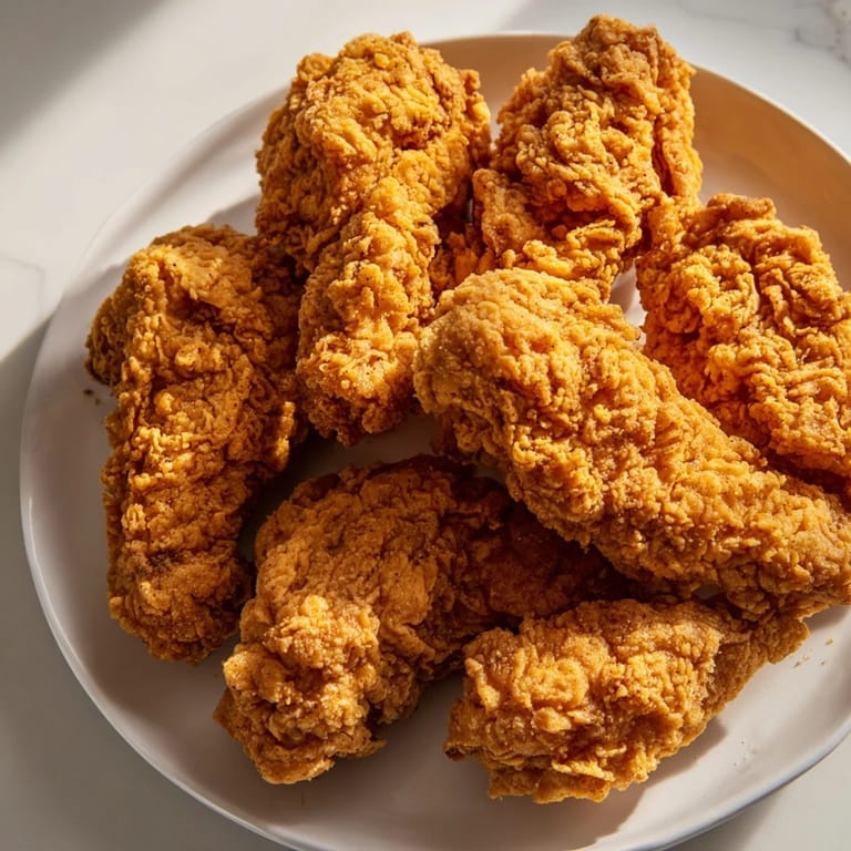Plateful of juicy buttermilk fried chicken tenders, ready to enjoy with family or friends.