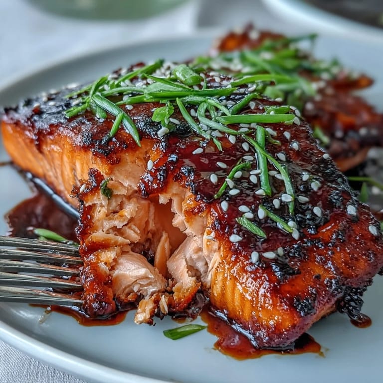 Saftiges Maple Soy Glazed Salmon glänzt mit Sirupglasur, dazu grüne Erbsen, rote Paprika und würziger Ingwer-Topfenguss.