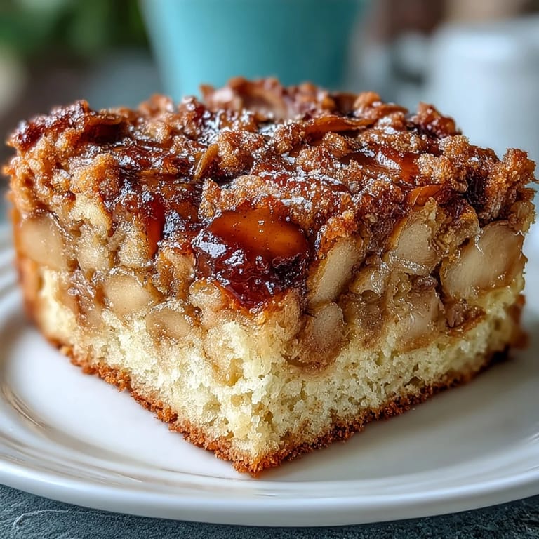 Leckerer gebackener Apfelkuchen mit Äpfeln und Gewürzen, warm genossen.