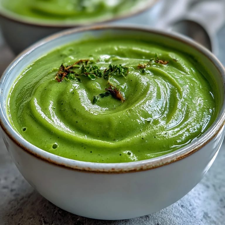 Homemade Cream of Broccoli Soup served hot with a drizzle of cream beside crusty bread.