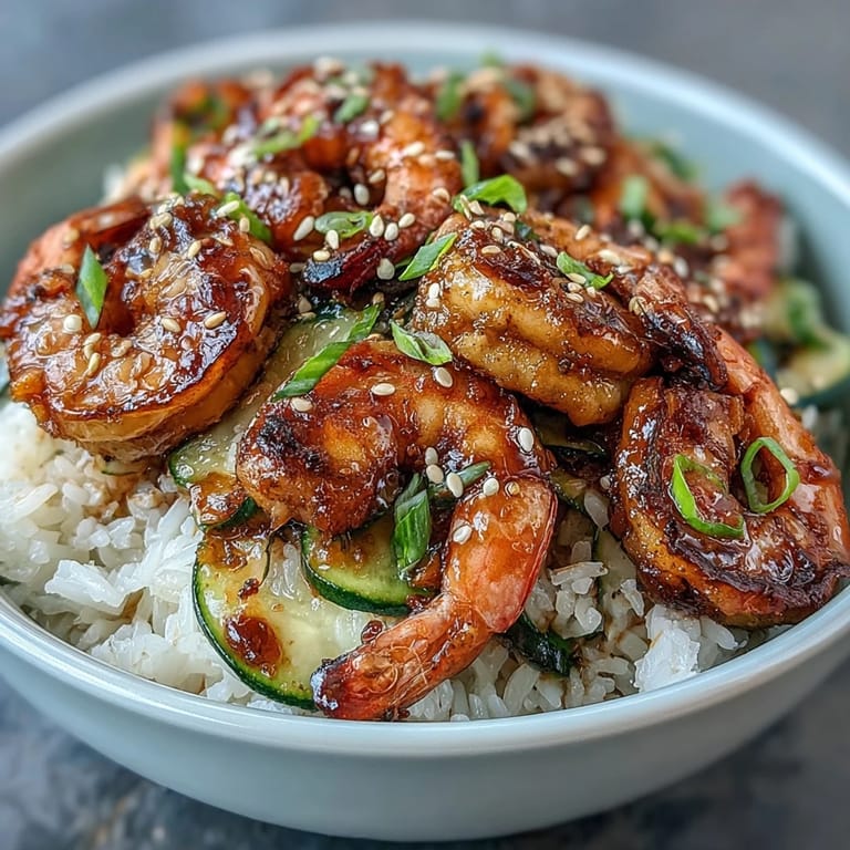 Gesunde Asian Shrimp Bowl mit Protein-reichen Edamame, würziger Marinade und aromatischem Dressing – serviert warm für ein schnelles, pescatarianisches Abendessen.