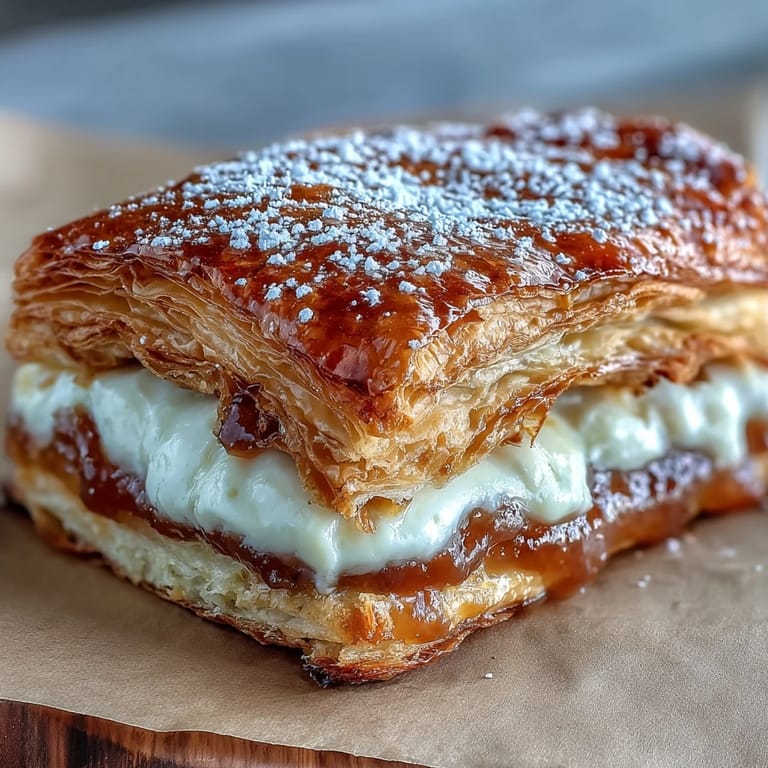 Frisch gebackene Guava Cheese Pastries mit zuckriger Puderzuckergabe serviert