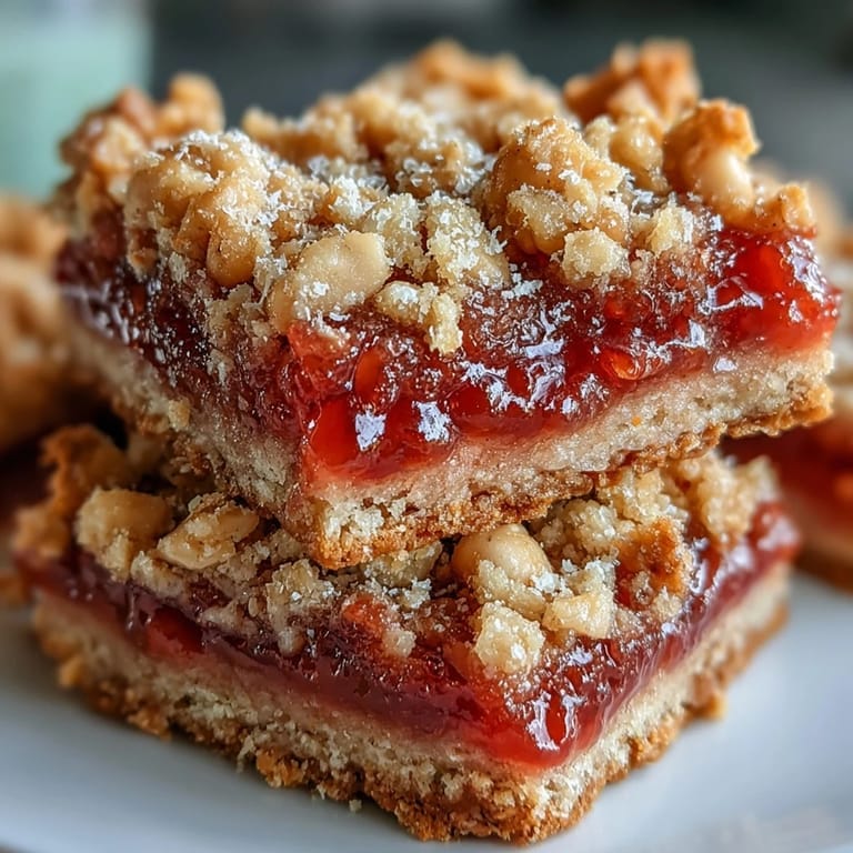 Fruchtig-süße Guava Jam Bars mit zarter Vanilleeisnote und tropischem Kokos-Macadamia-Crumble.