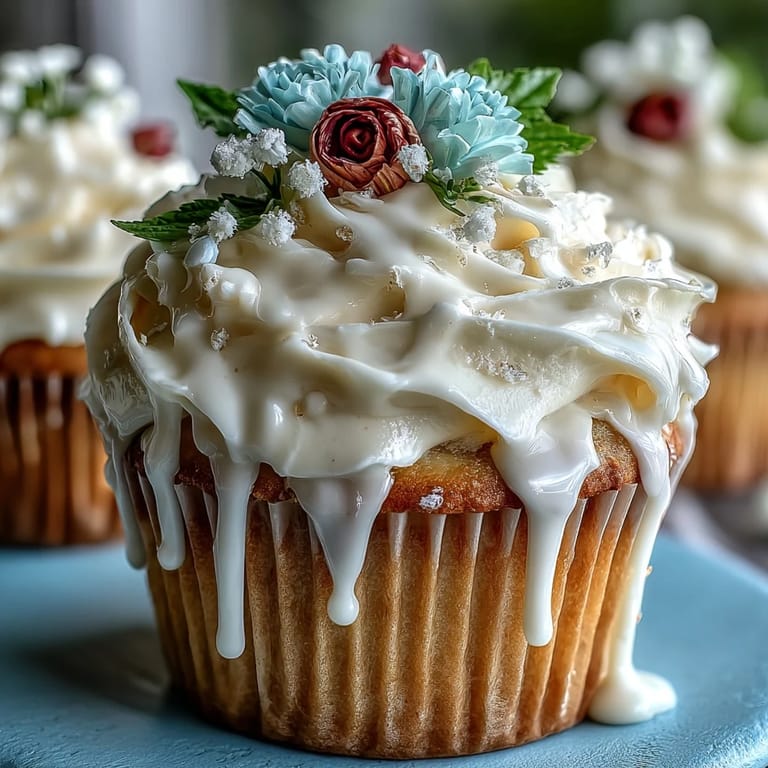 Zarte Vanille-Cupcakes mit wunderschön gepipeter pastellfarbener Buttercreme-Blüten — perfekt für Baby-Shower und Frühlingsfeiern.