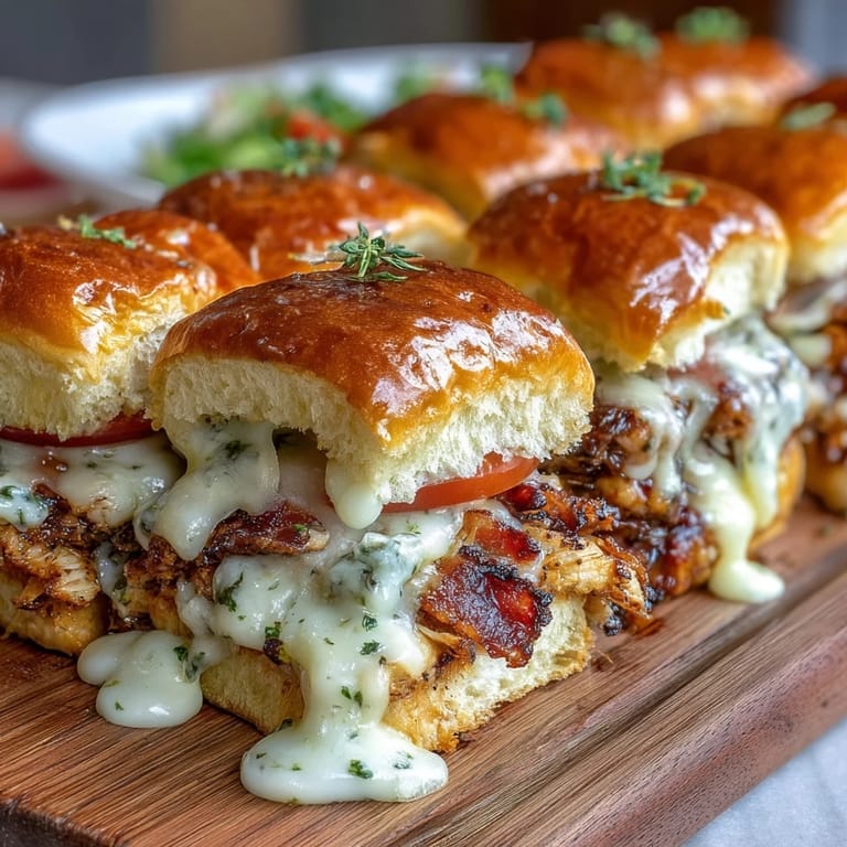 Brioche-Slider mit Schichten aus zartem Roastbeef, frischen Tomaten, knusprigem Speck und cremiger Käsesauce. Ideal für festliche Buffets.