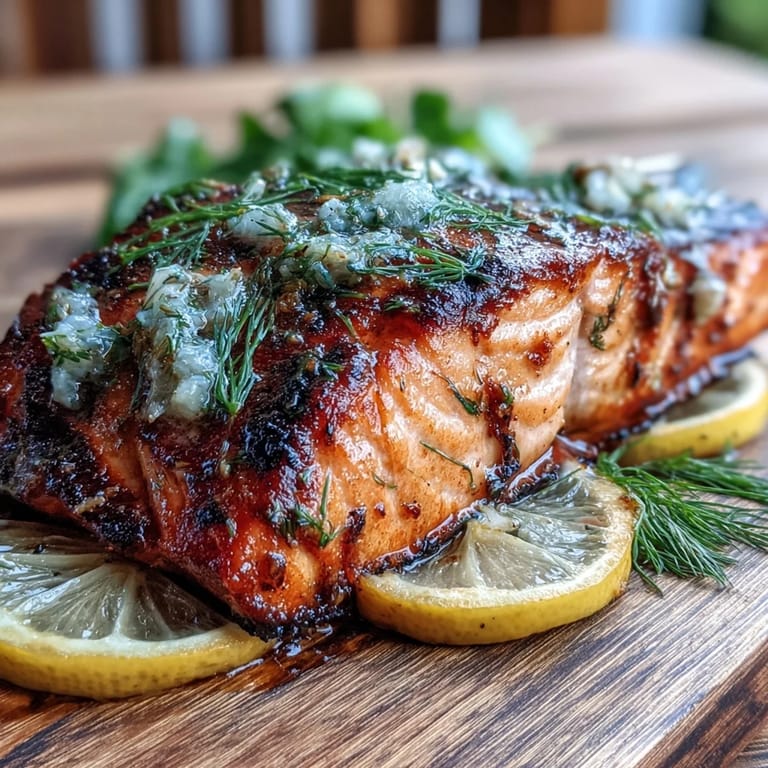 3. Perfekt gegarter Lachs mit goldener Kruste, auf Zedernholz gegrillt und mit Zitronen-Dill-Aroma verfeinert.