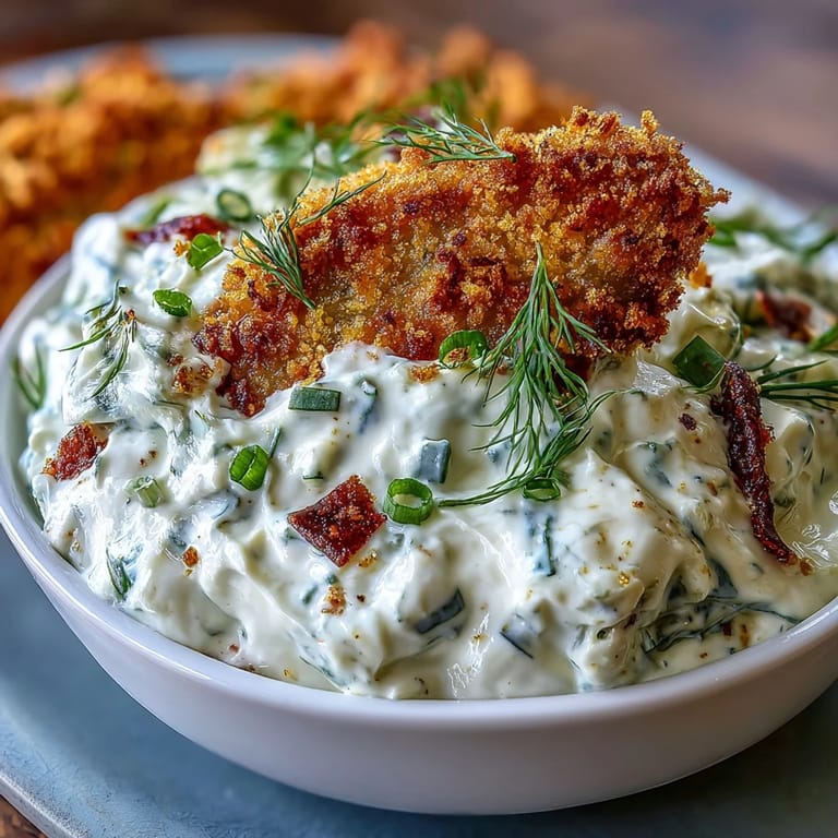 A party-ready fried pickle dip featuring ranch and cream cheese goodness.