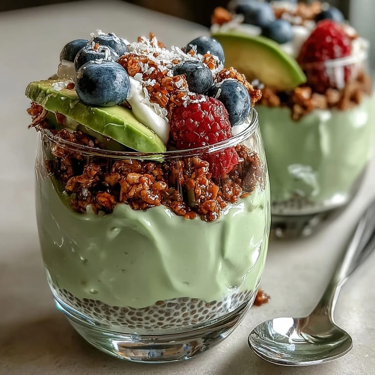 Lust auf ein nährstoffreiches Frühstück? Fiber-Rich Avocado Chia Pudding Parfait serviert.