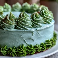 Hier sind drei einzigartige, SEO-optimierte ALT-Texte für das Bild des Abschluss-Blätterkuchens mit Salbeigrün und Gold-Buttercreme: