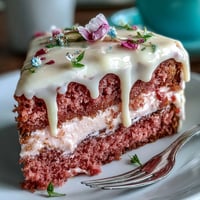 Rosé-Velvet-Kuchen mit Goldtropfen, geschichtet mit cremiger Glasur und eleganter goldener Dekoration, perfekt für Hochzeitsfeiern.